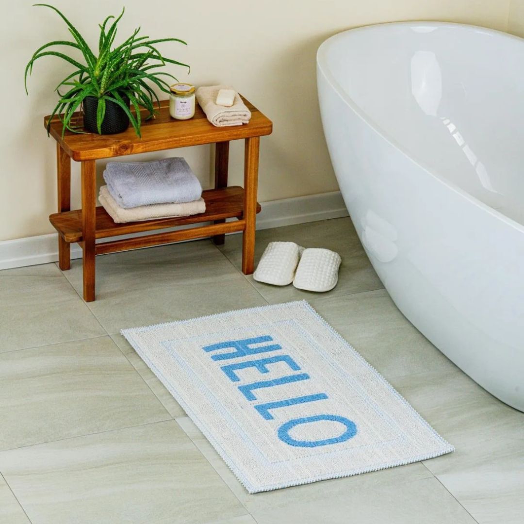 Hello Natural Cotton Bath Mat