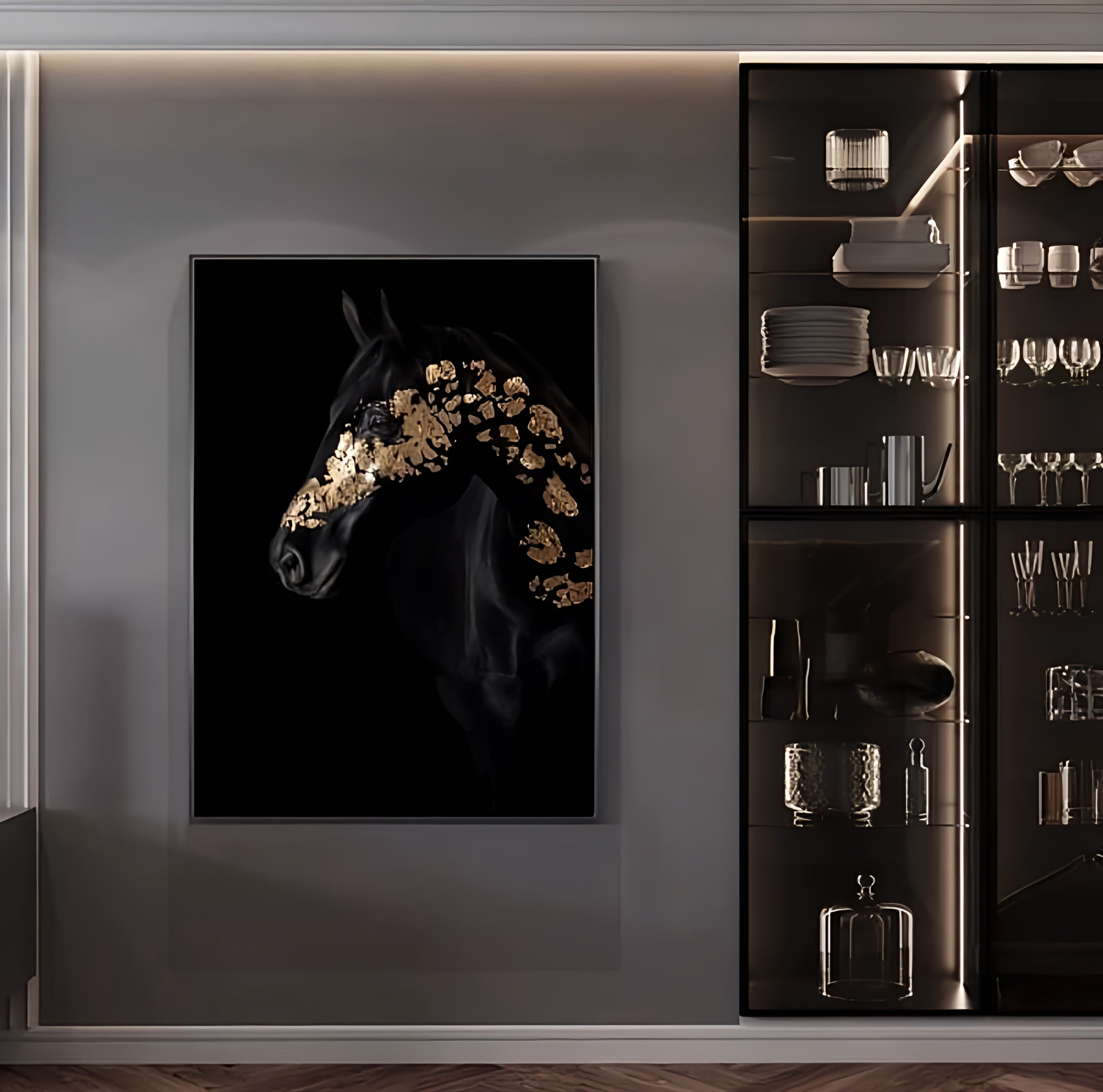 Luxurious Black Horse Canvas