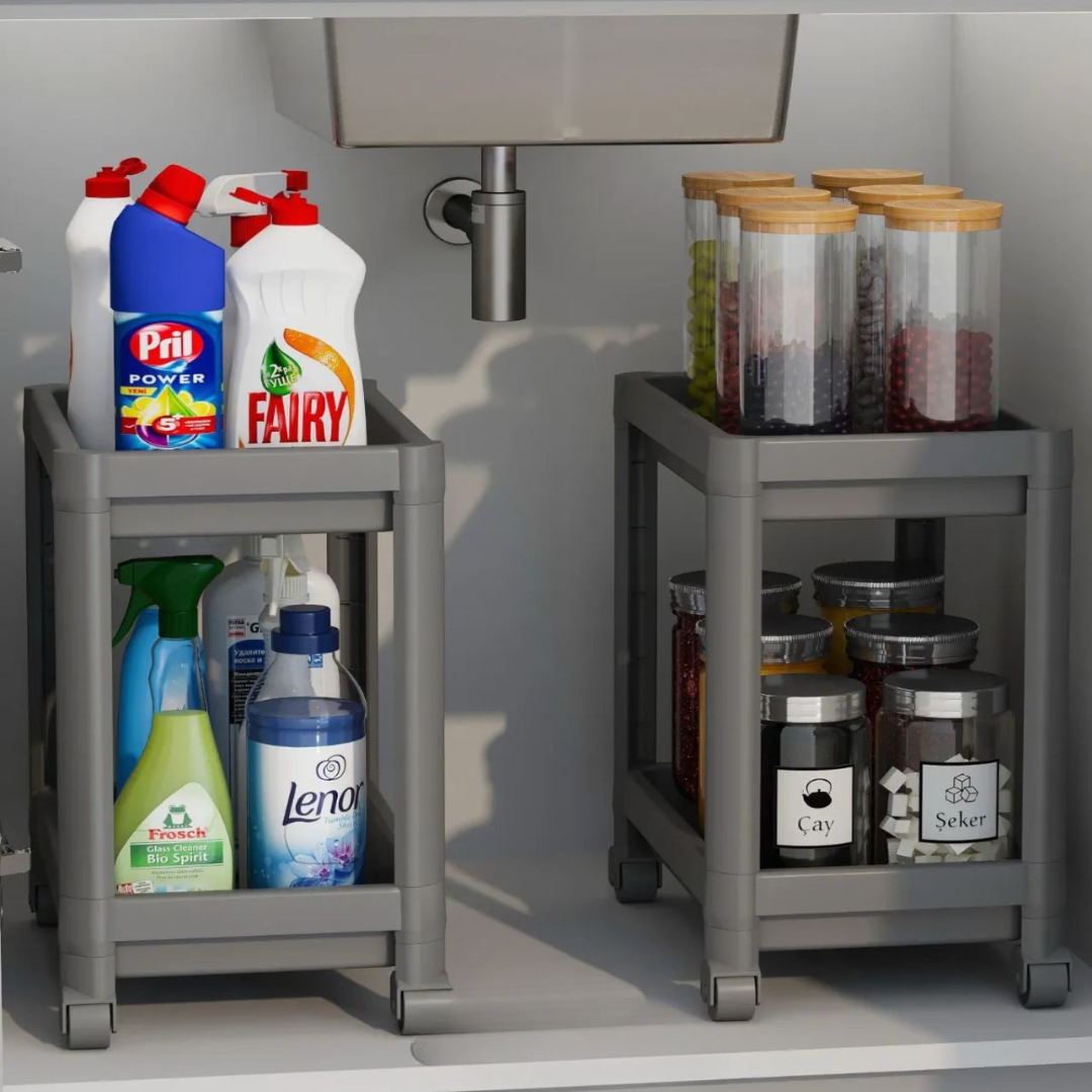 2 Tier Wheeled Organizer Kitchen Shelf