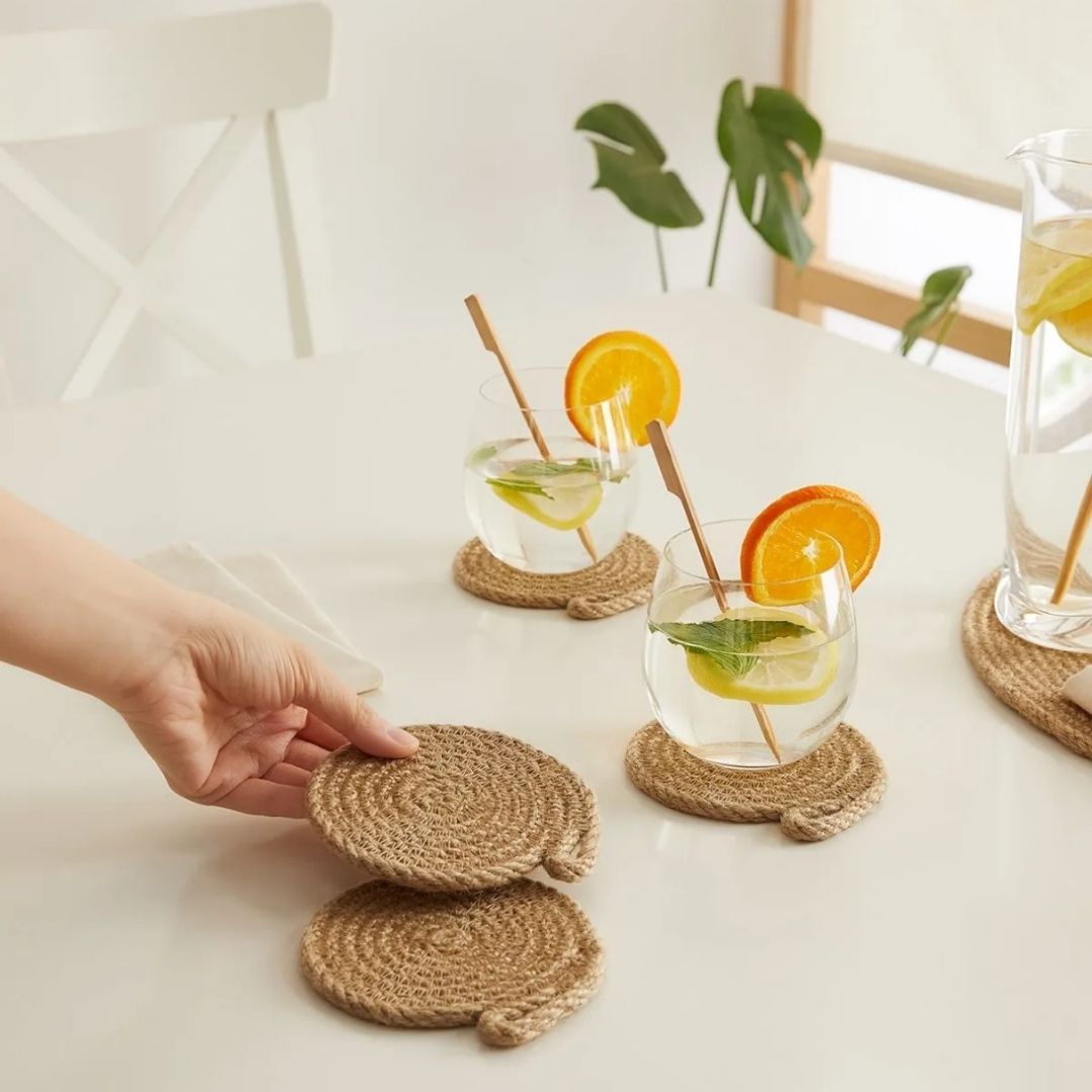 The 4 pcs jute rope coasters