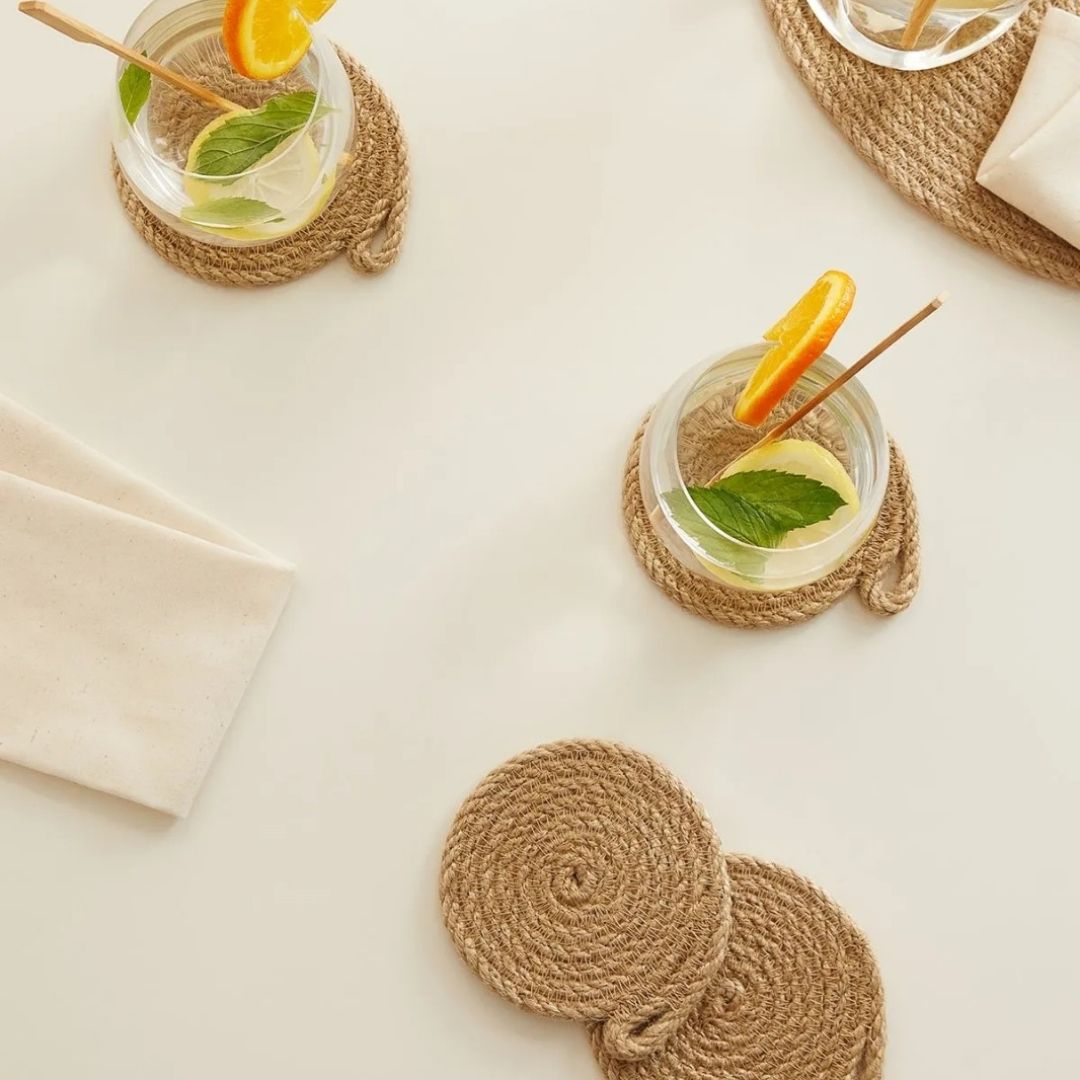 The 4 pcs jute rope coasters