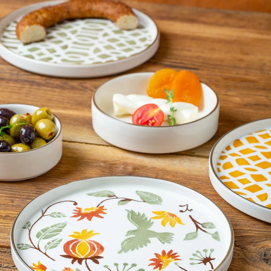 Stackable Bird Patterned Breakfast Set