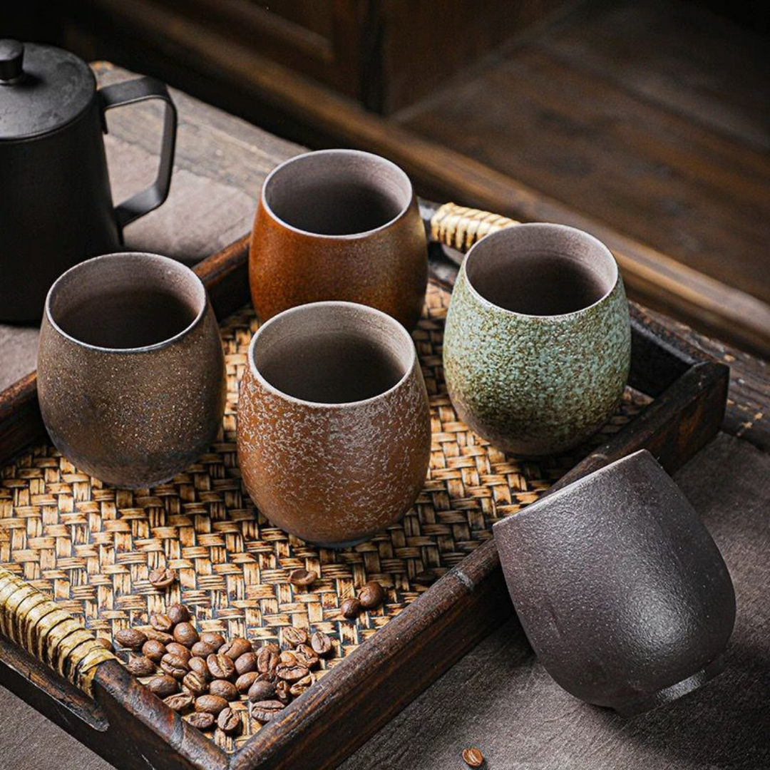 The unique ceramic cups set of 5 pcs 180 ml each