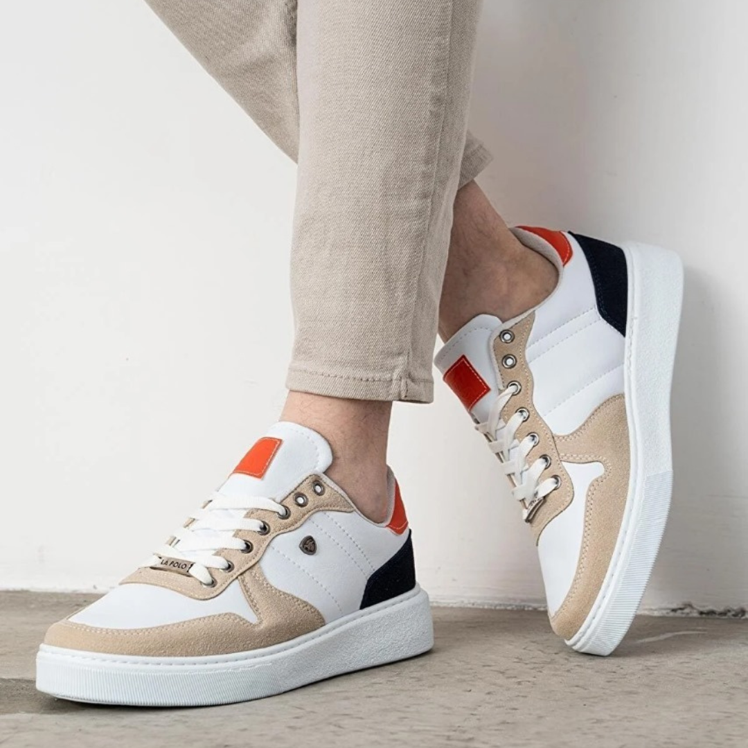 White Ice Orange Based Men's Casual Shoes