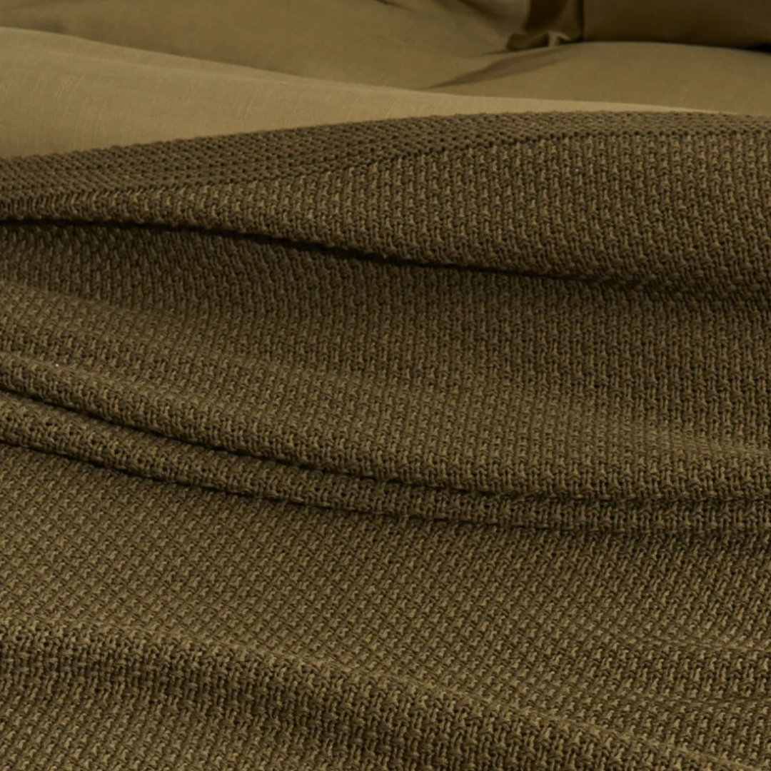 Earth Double Knitwear Blanket Khaki