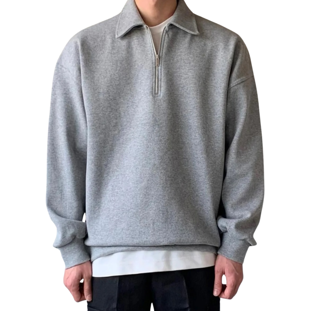 Men's Polo Neck Grey Oversize Sweatshirt