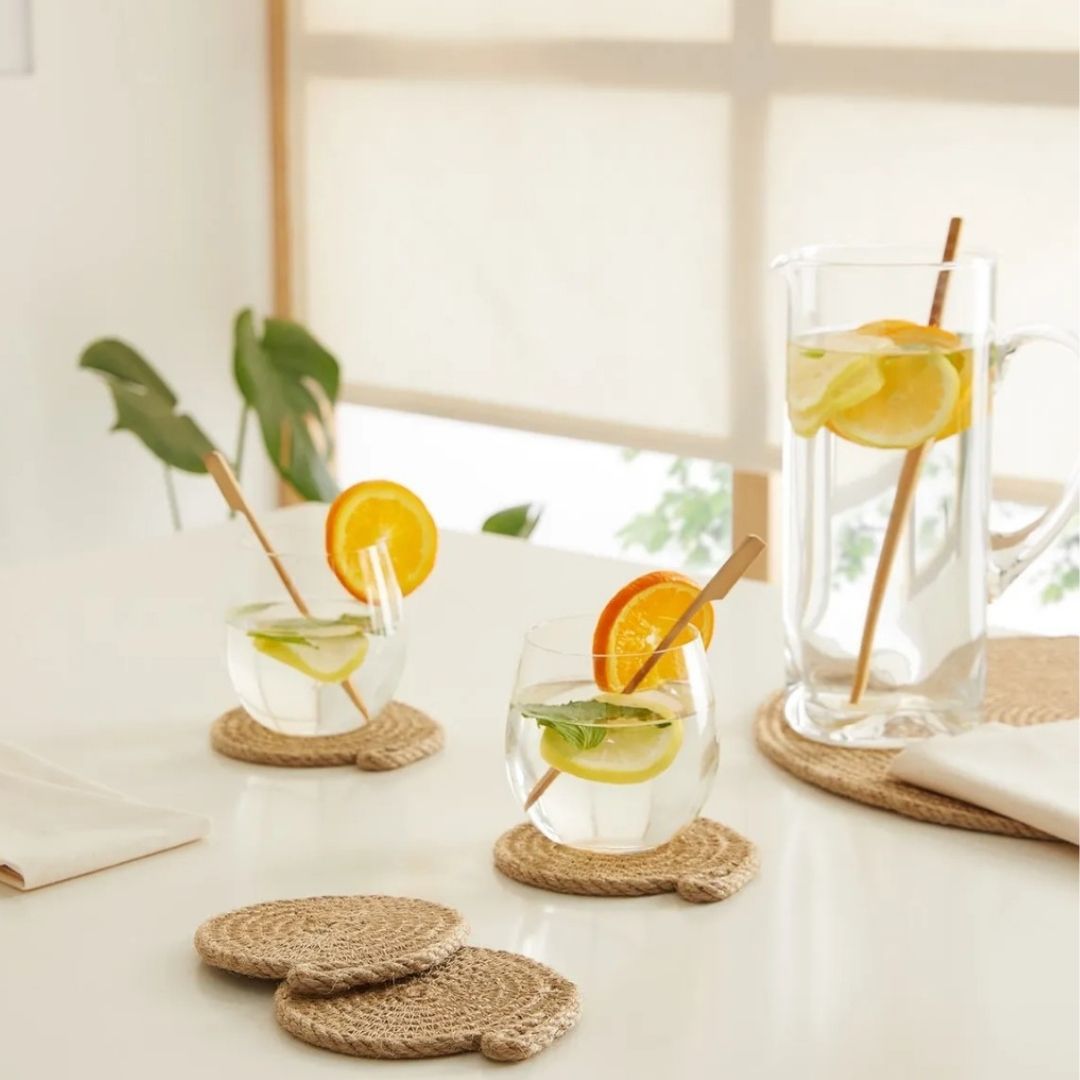 The 4 pcs jute rope coasters