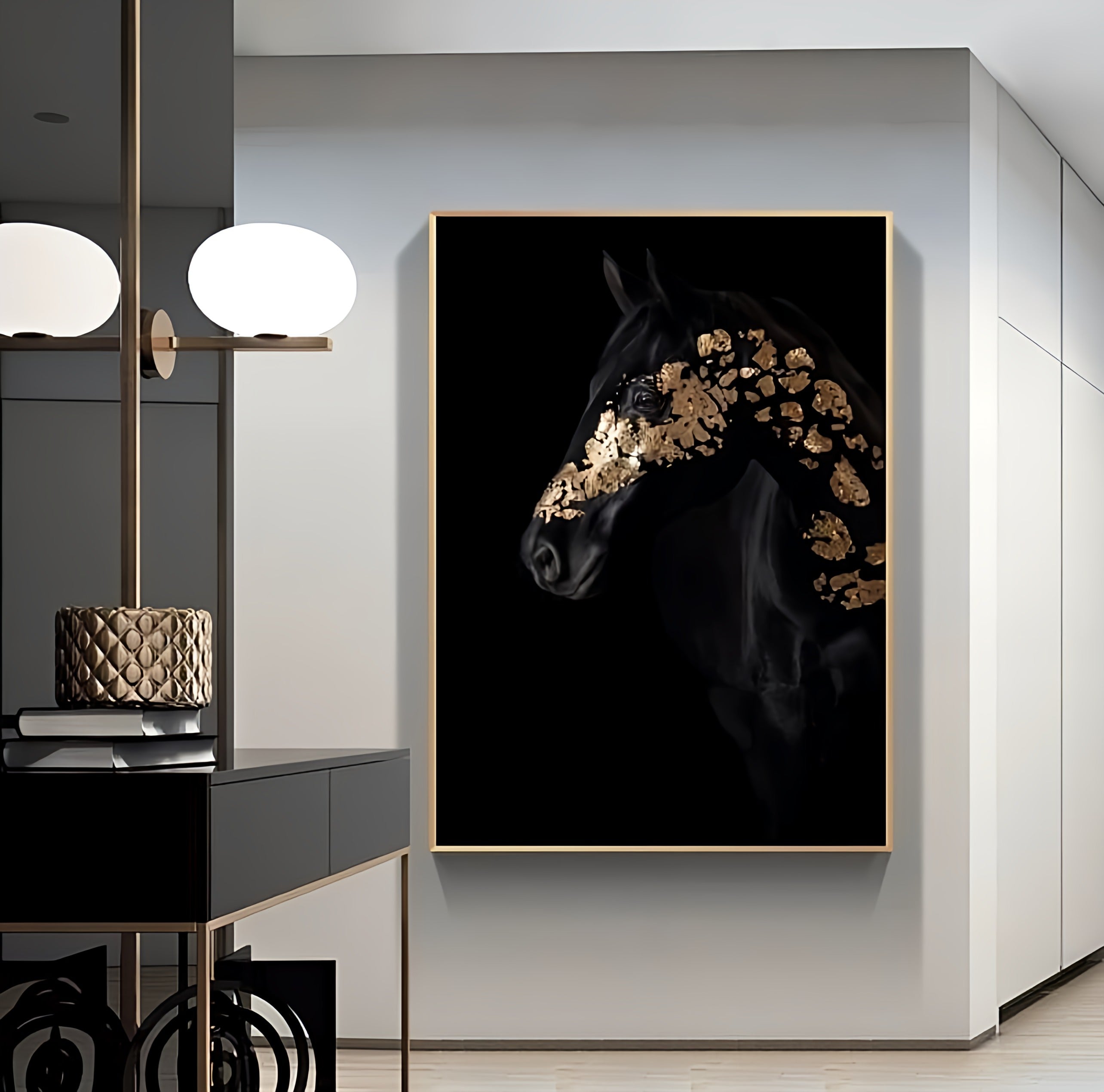 Luxurious Black Horse Canvas