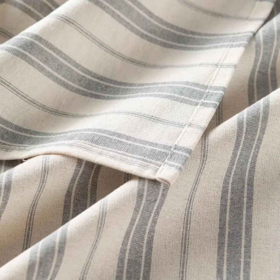 Grey striped linen runner