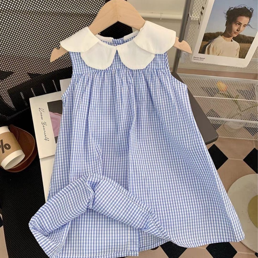 Checked blue dress