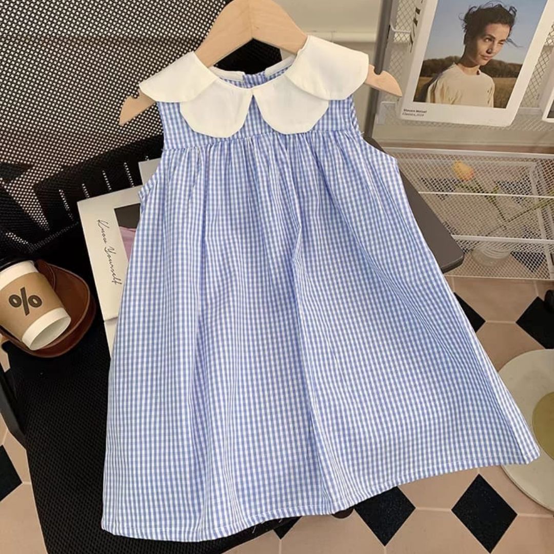 Checked blue dress