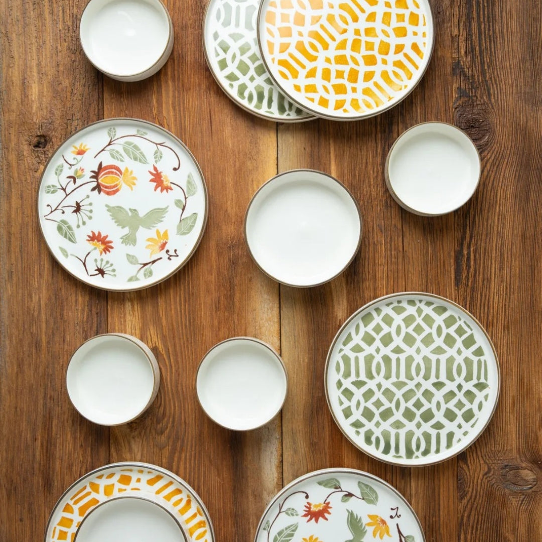 Stackable Bird Patterned Breakfast Set