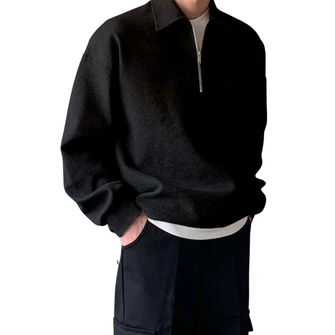 Men's Polo Neck Grey Oversize Sweatshirt