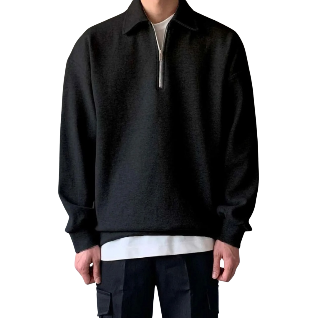 Men's Polo Neck Grey Oversize Sweatshirt