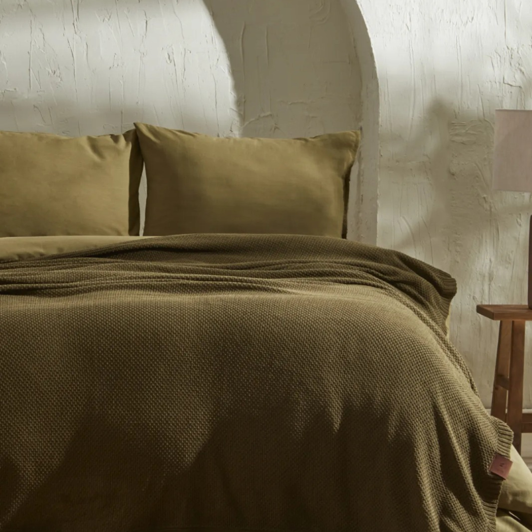 Earth Double Knitwear Blanket Khaki
