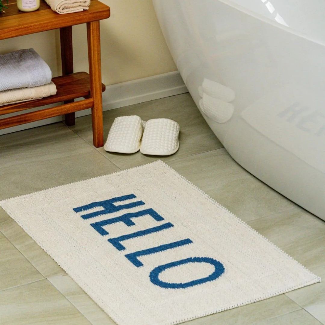 Hello Natural Cotton Bath Mat