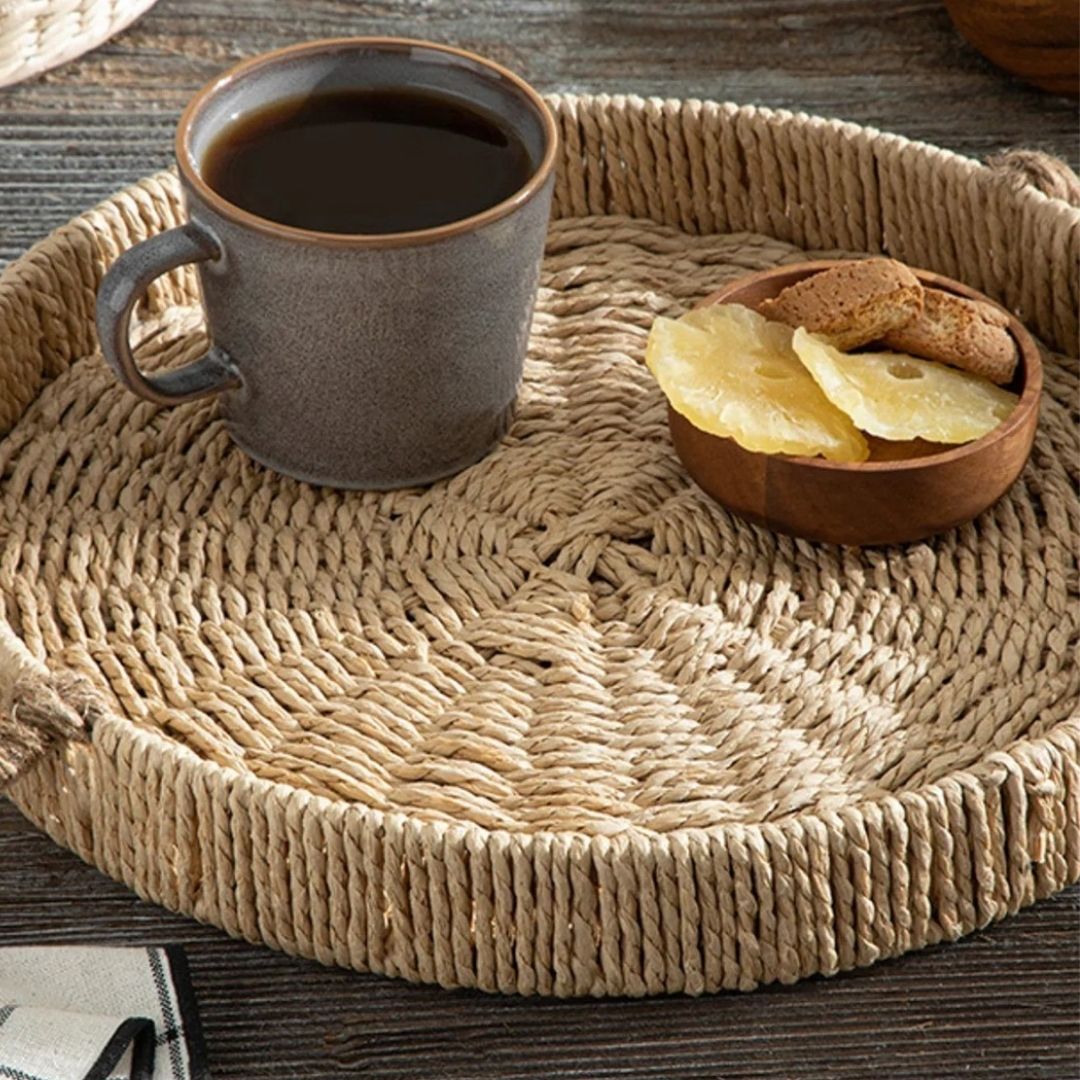 Straw coffee tray