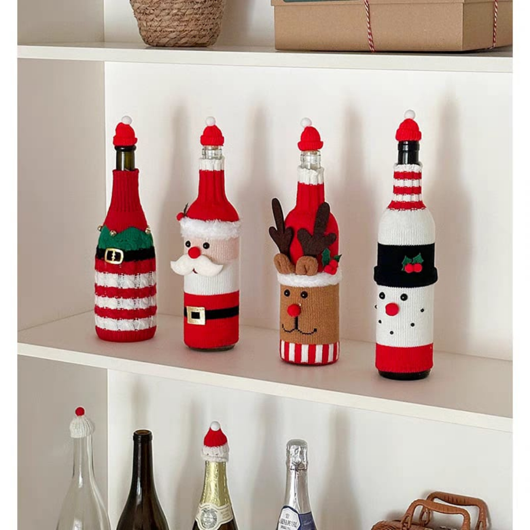 Christmas wine bottle cover