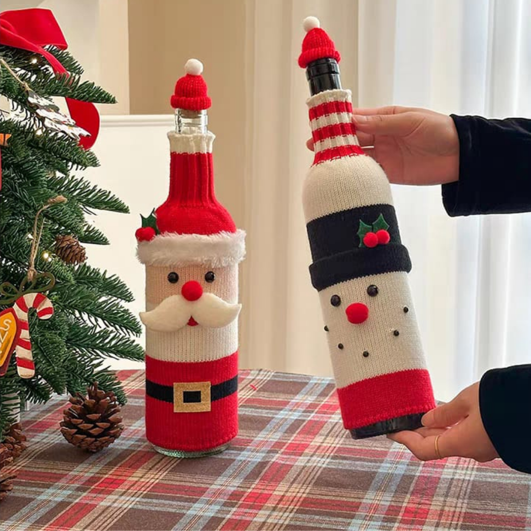 Christmas wine bottle cover