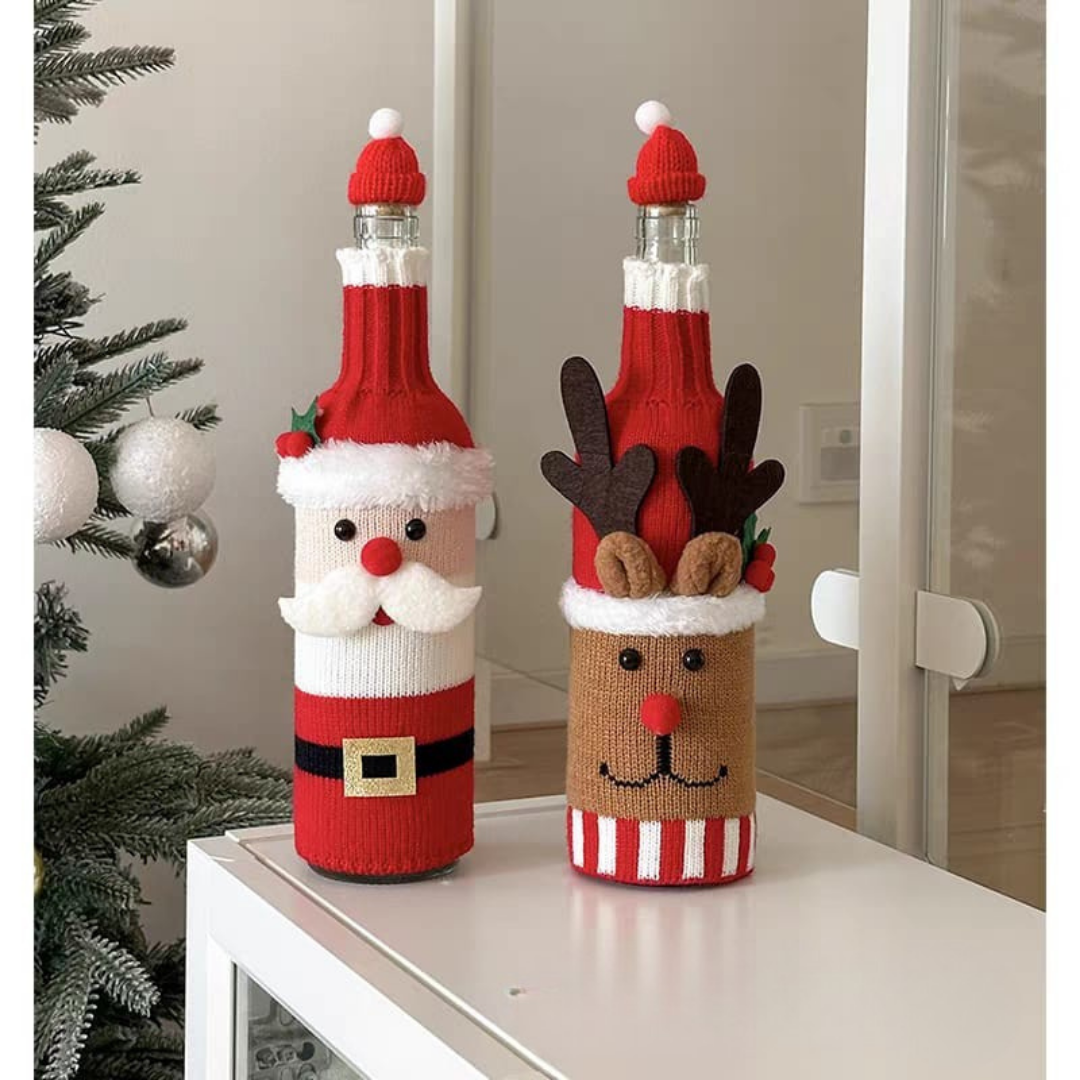 Christmas wine bottle cover