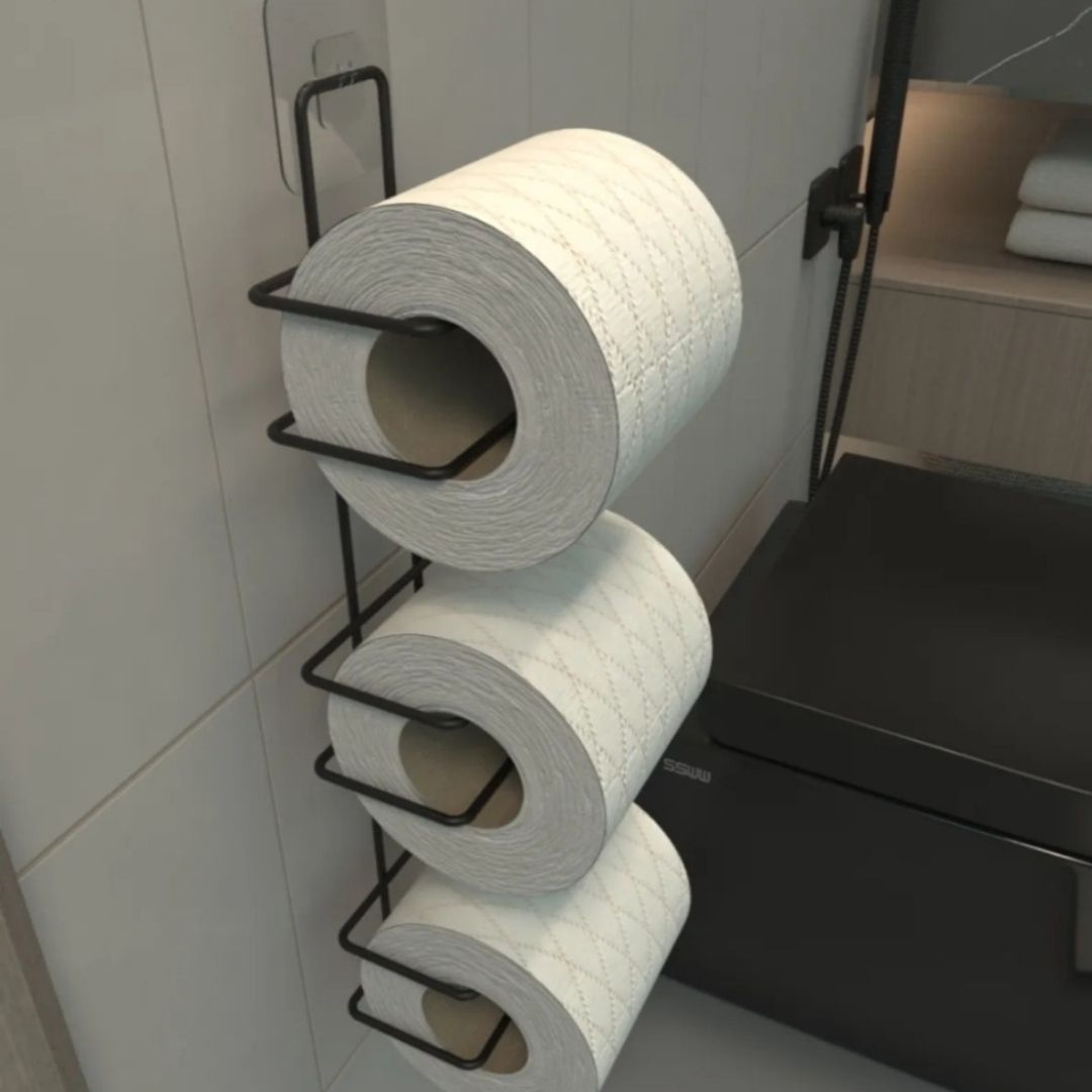 Adhesive toilet paper roll holder