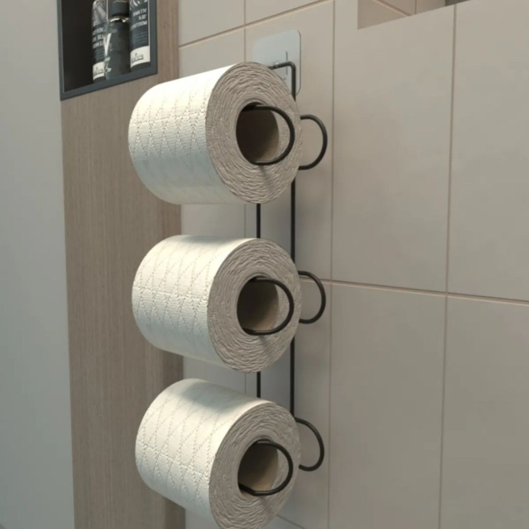 Adhesive toilet paper roll holder