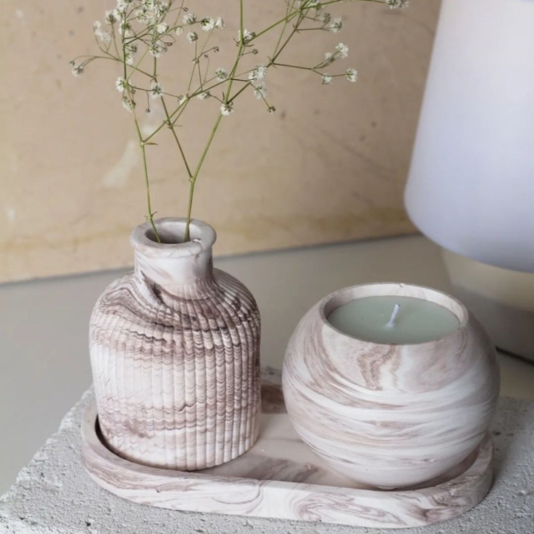 Brown Patterned Marble Vase