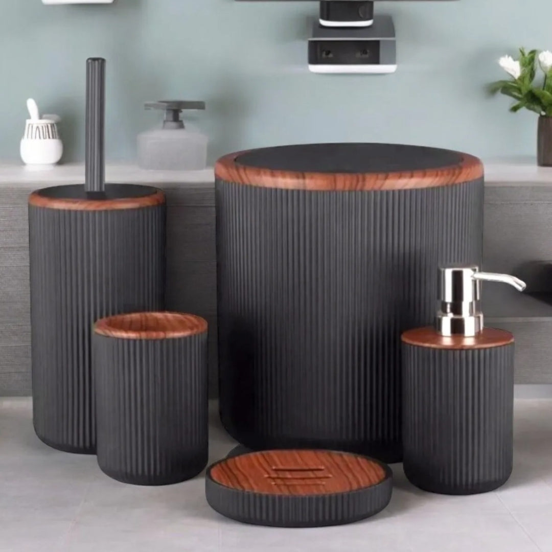 Black Wood Patterned Bathroom