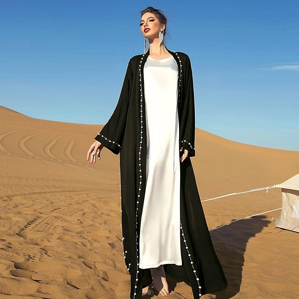 Open Abaya With Pearls