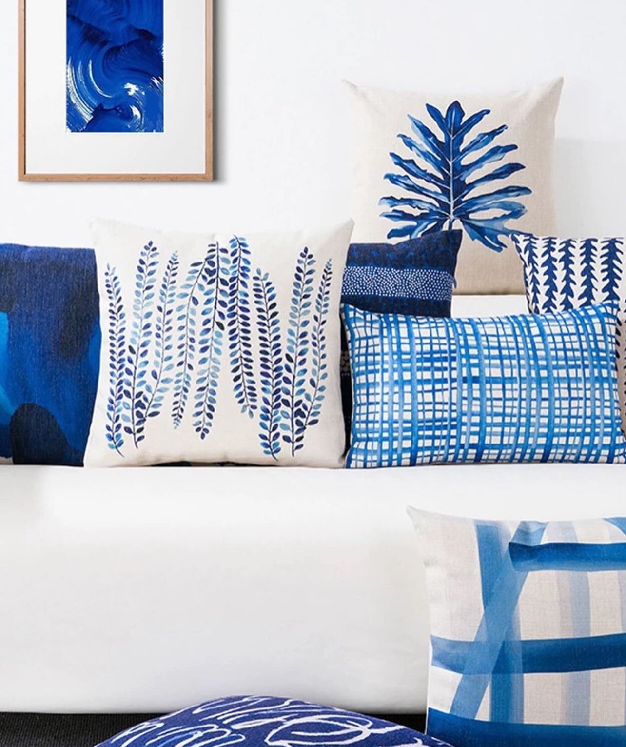 Blue Printed Cushion