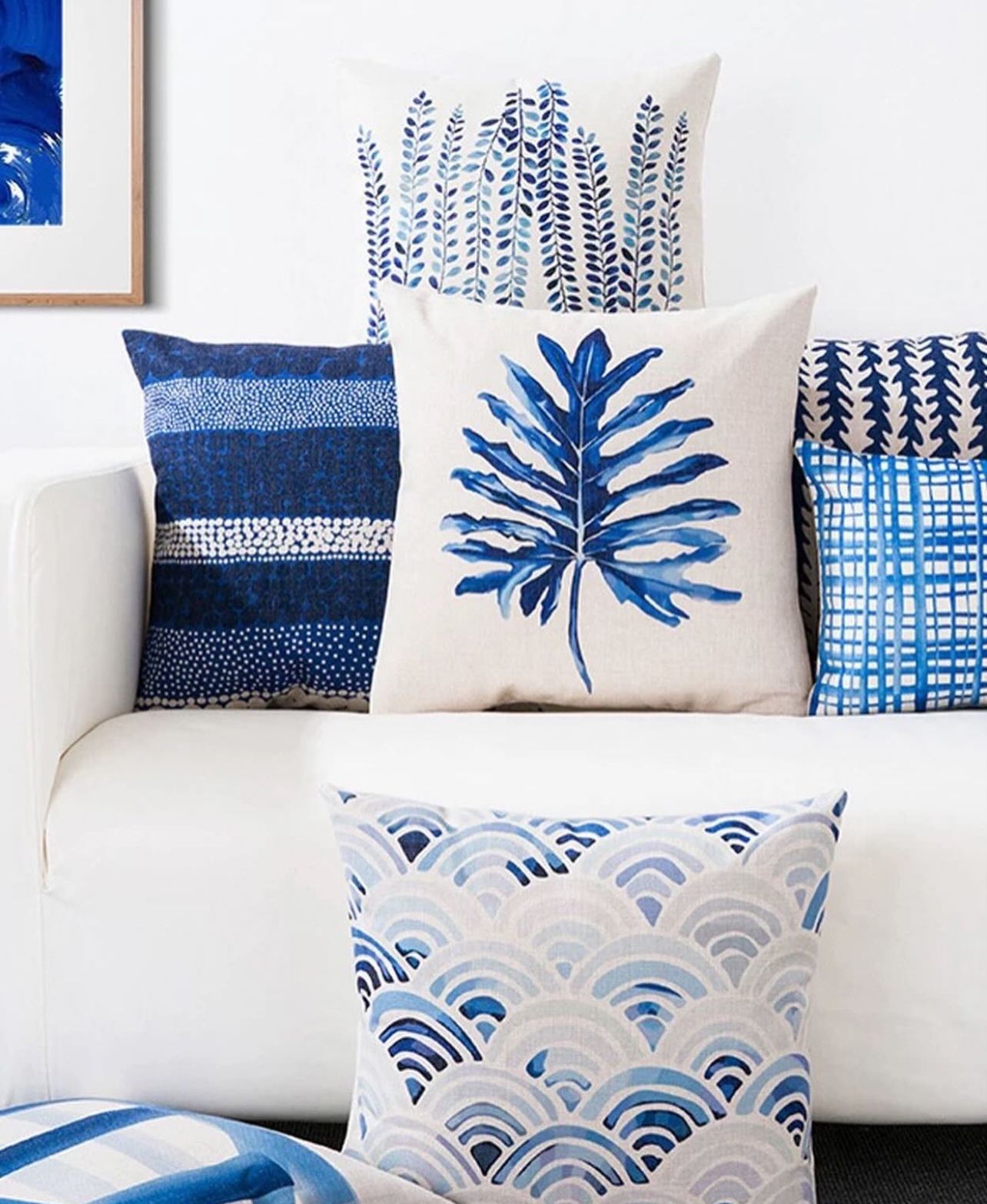 Blue Printed Cushion