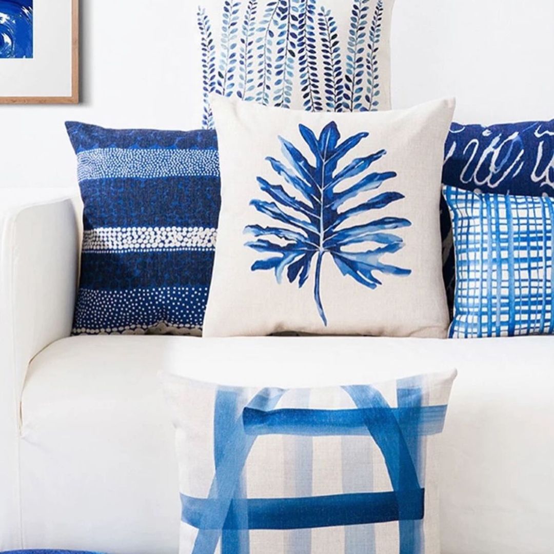 Blue Printed Cushion