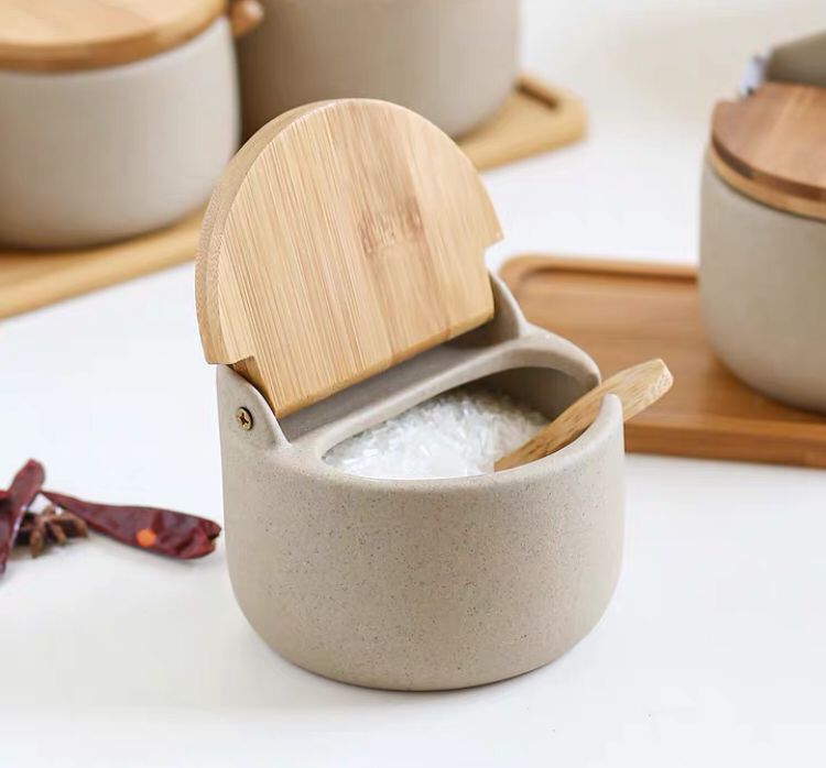 Ceramic Seasoning Jar Set With a Tray