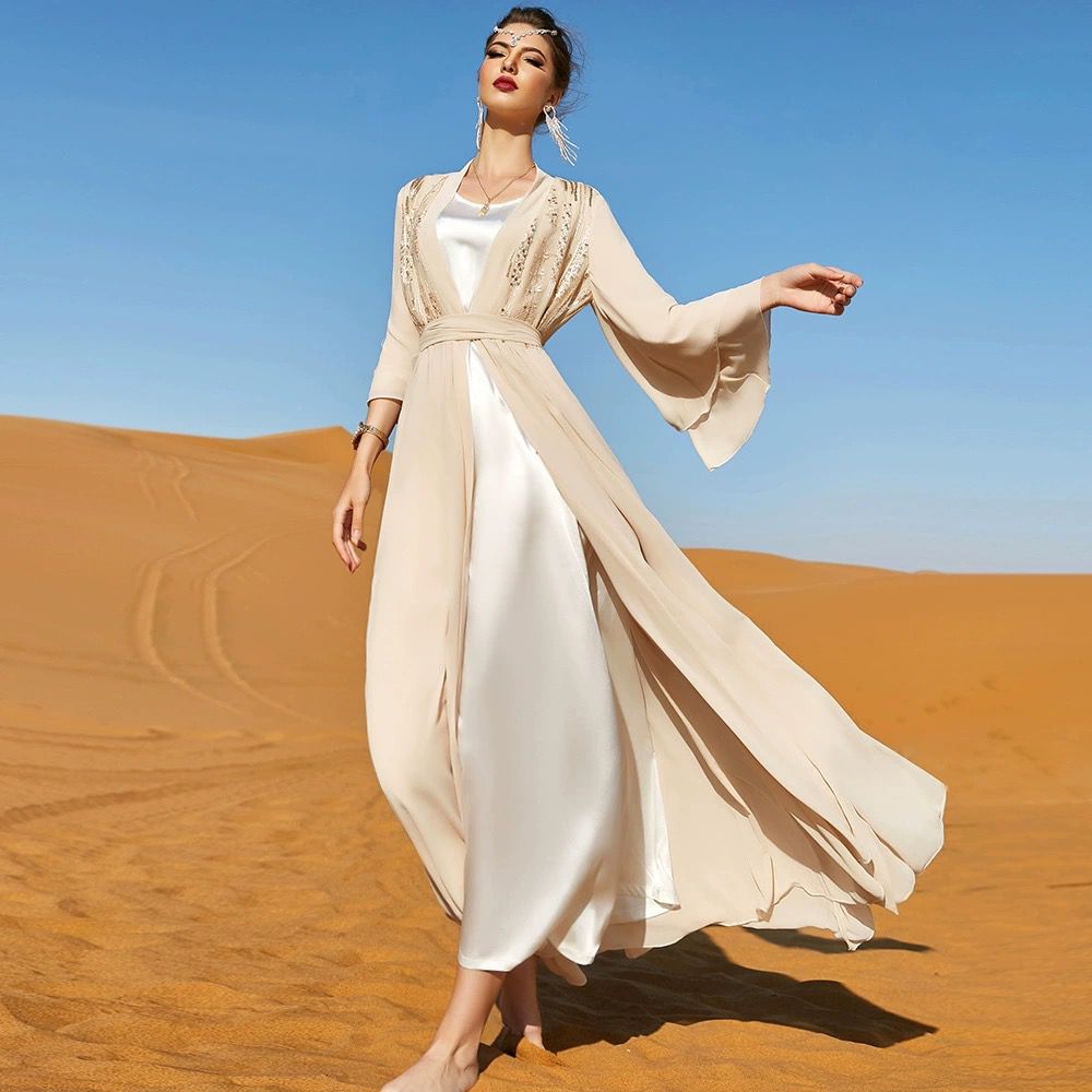 Long Elegant Beige Abaya