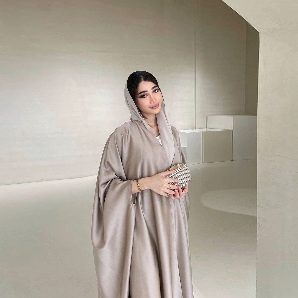 Bat Sleeve Satin Abaya