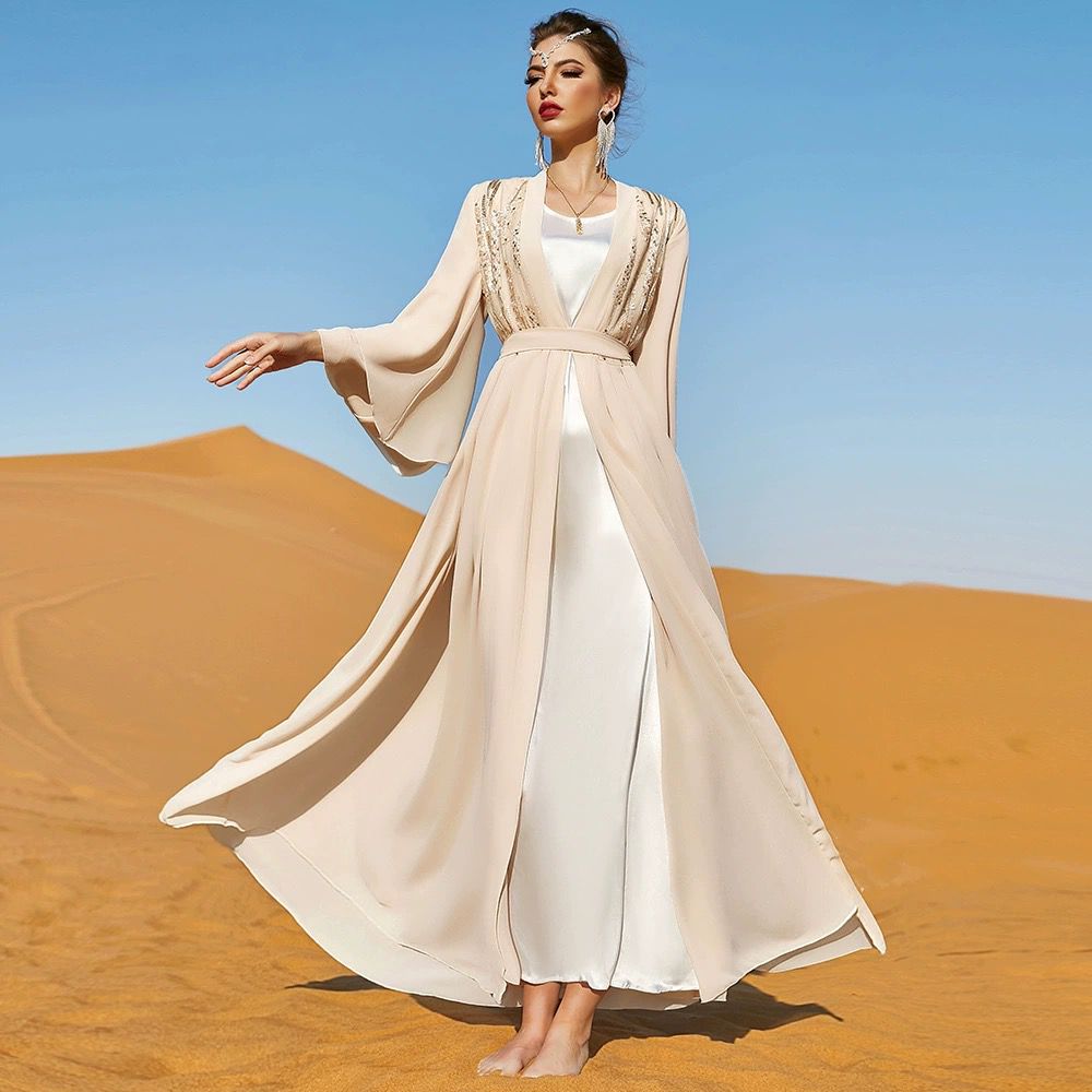 Long Elegant Beige Abaya