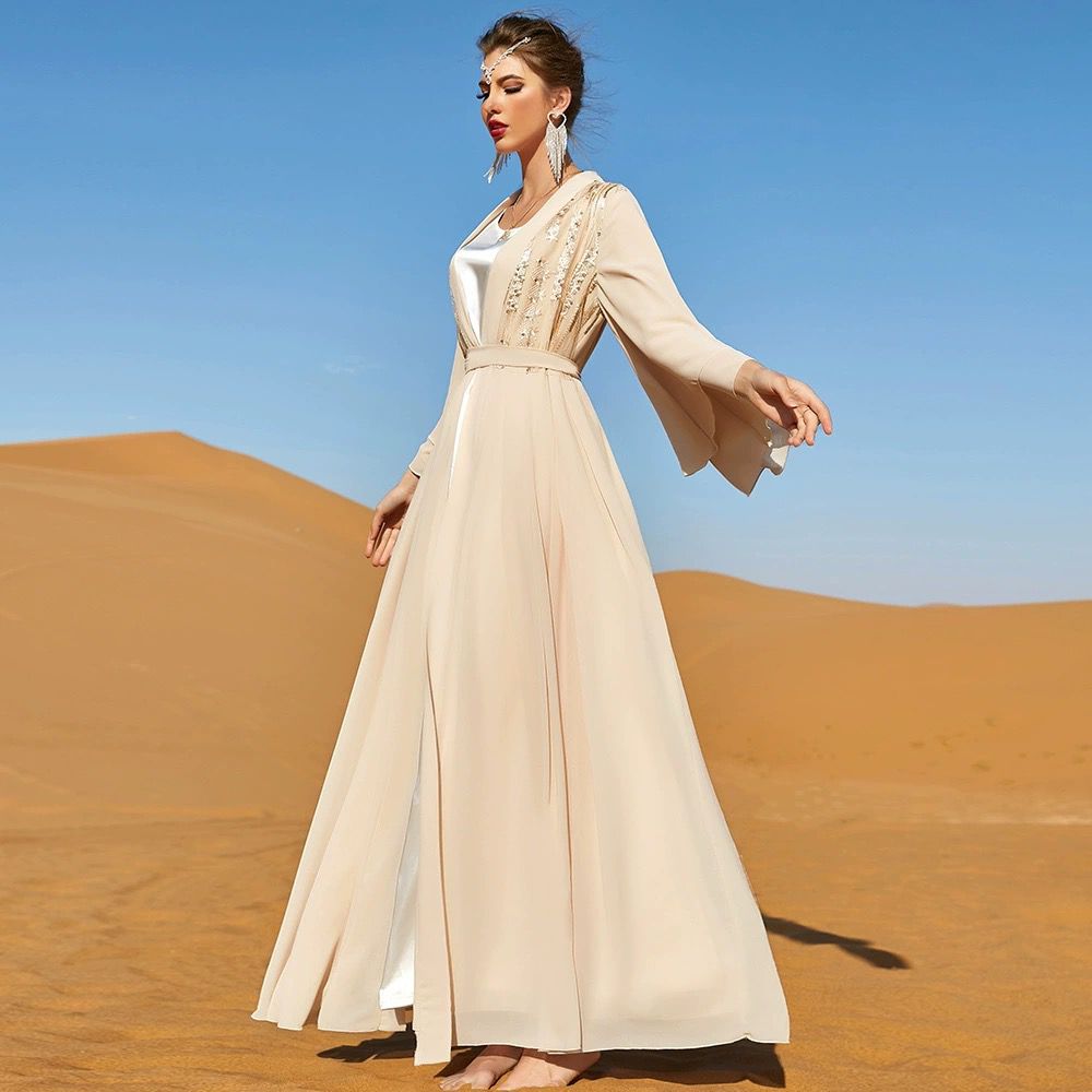 Long Elegant Beige Abaya