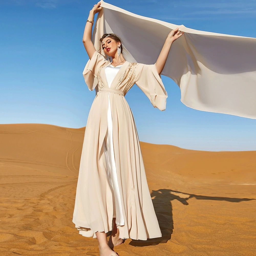 Long Elegant Beige Abaya