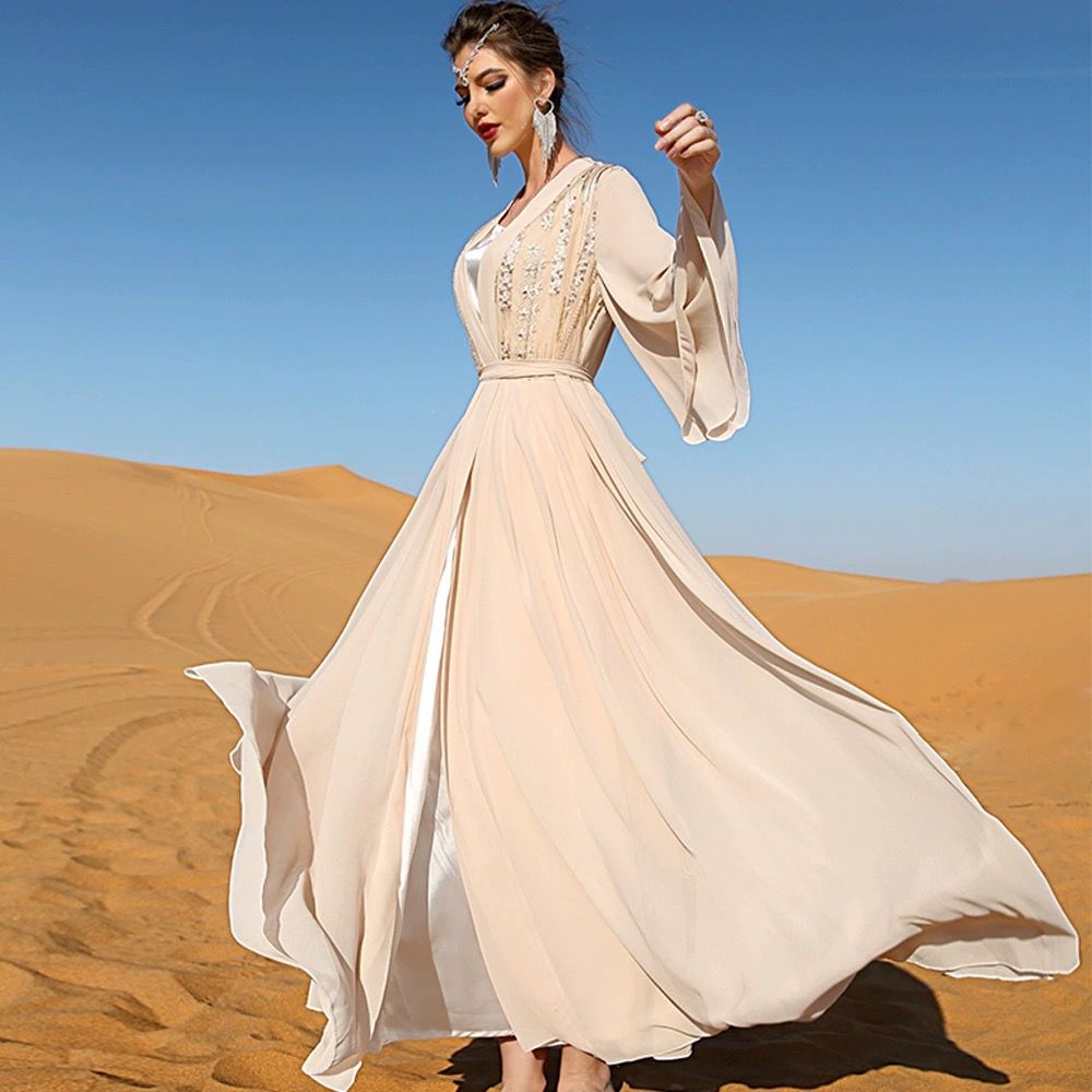 Long Elegant Beige Abaya