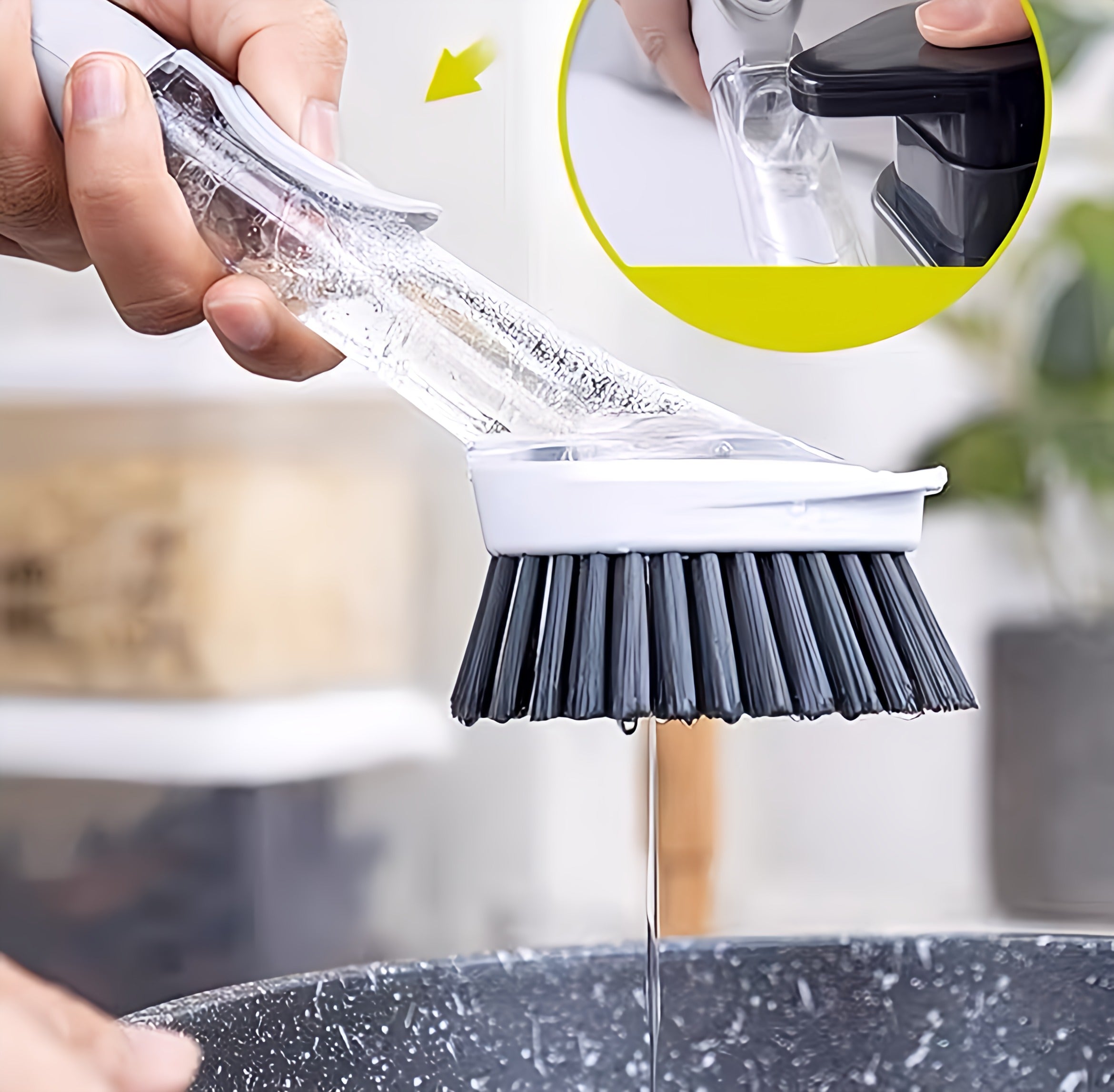 Kitchen Soap Dispenser + Cleaning Brush + Sponge