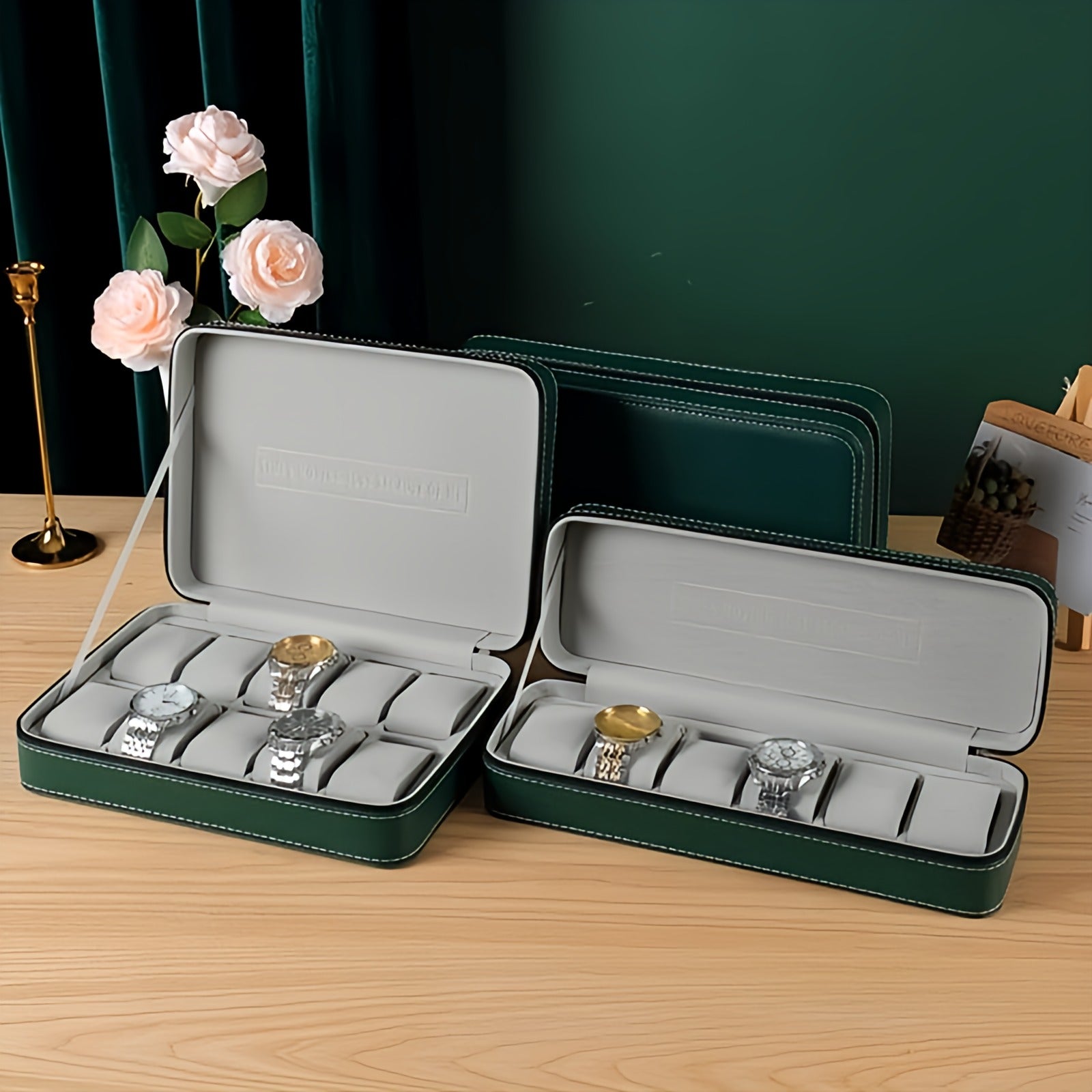 PU Leather Watches Organizer Box